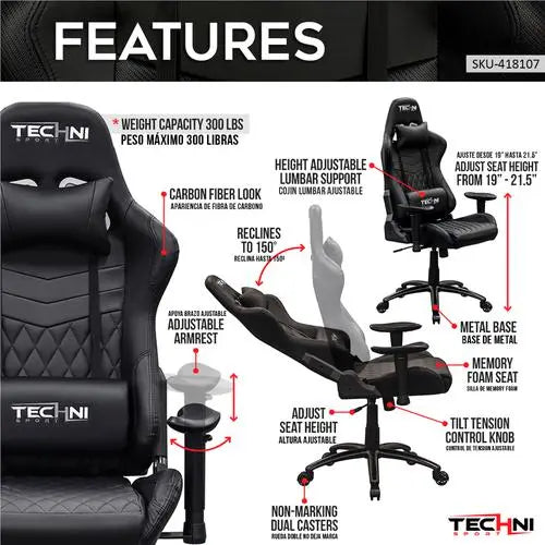 Techni Sport Silla Gamer Ergonómica Techni